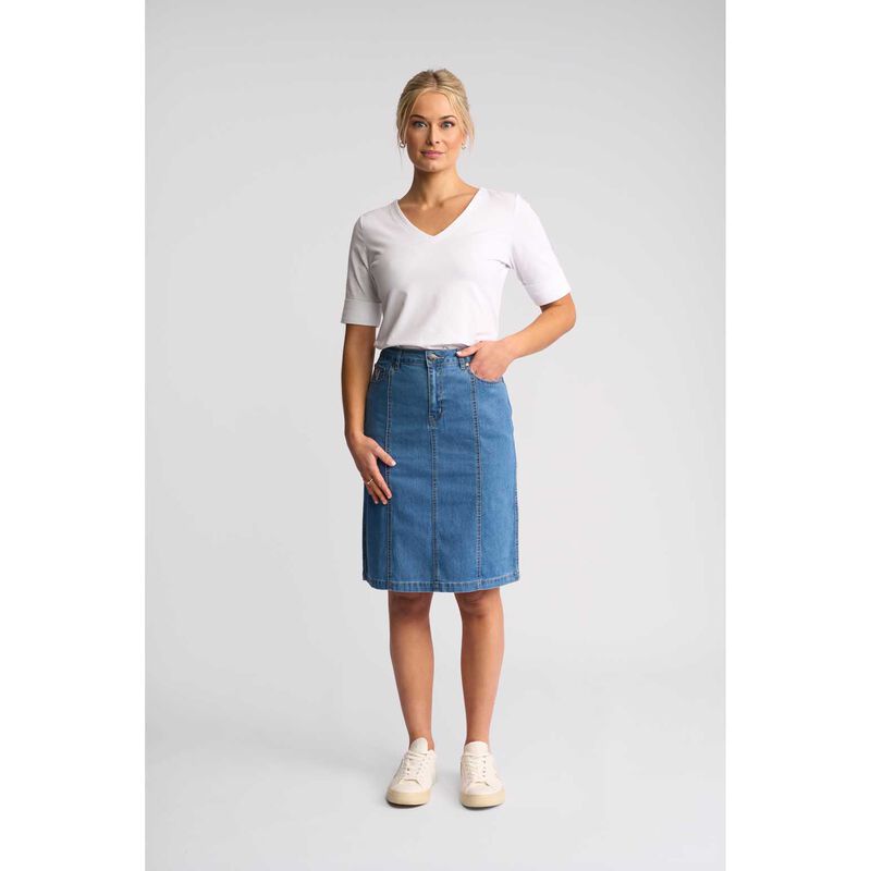 Vassalli Contrast Stitch Denim Skirt image number 3